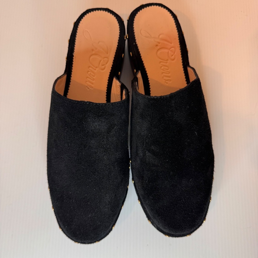 J Crew Dakota Suede Studded Wooden Clogs Mules Women Size 8.5 - Picture 3 of 9